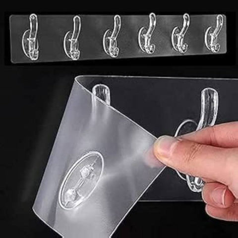 Transparent 5 Hooks Hanger Self
