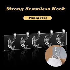 Transparent 5 Hooks Hanger Self
