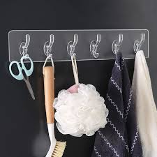 Transparent 5 Hooks Hanger Self